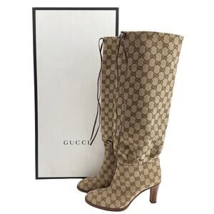 Gucci Lisa GG Monogram Slouch Knee High Boots 39.5